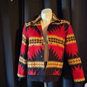 Pendleton Red and Black Geometric Utility Jacket